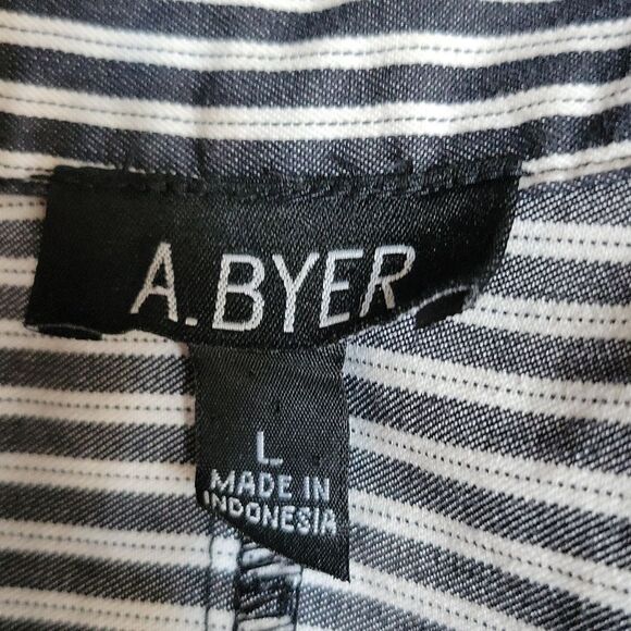A BYER Black and White Striped Suit Jacket Large - Picture 6 of 6